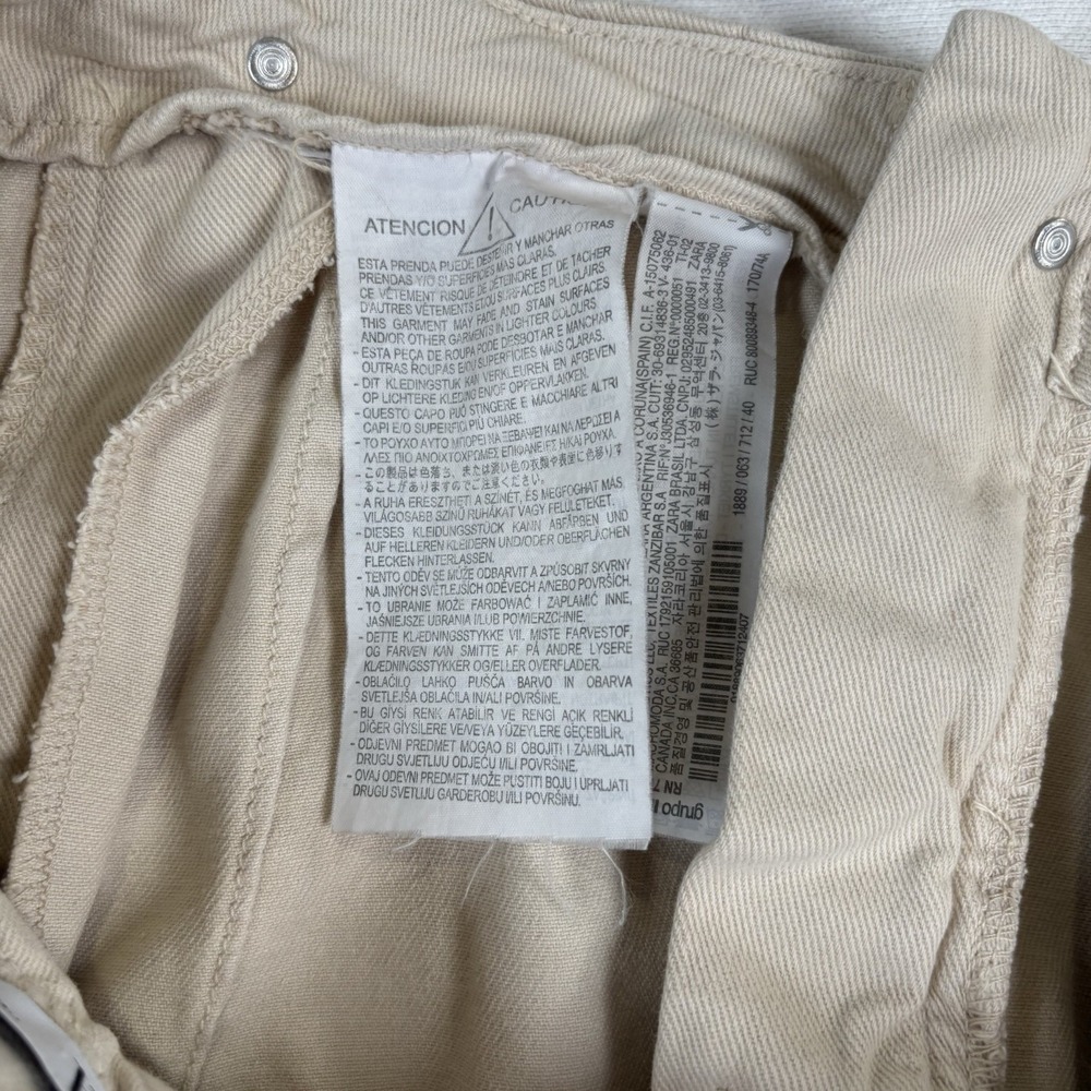 Zara Women's Cropped Wide Leg Beige Denim Pants Size 8 - Picture 8 of 9